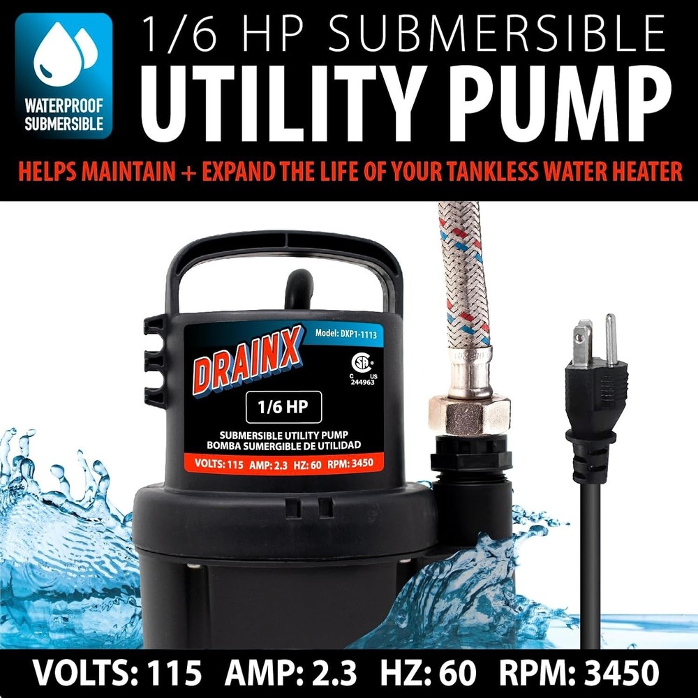 DrainX Tankless Water Heater Flush Kit Includes 4 Quarts Descaling Solution