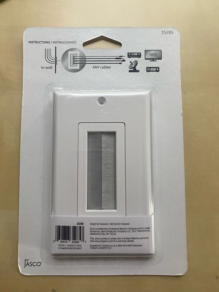 GE Single Brush Wall Plate - White