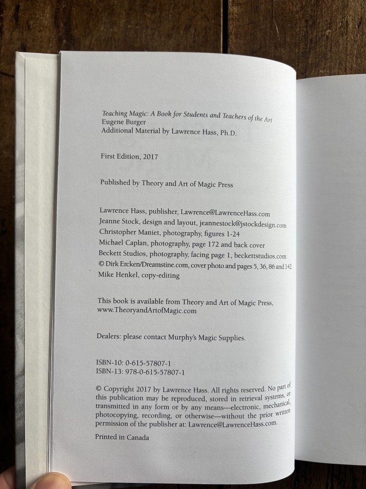 BN Teaching Magic by Eugene Burger 1st edition