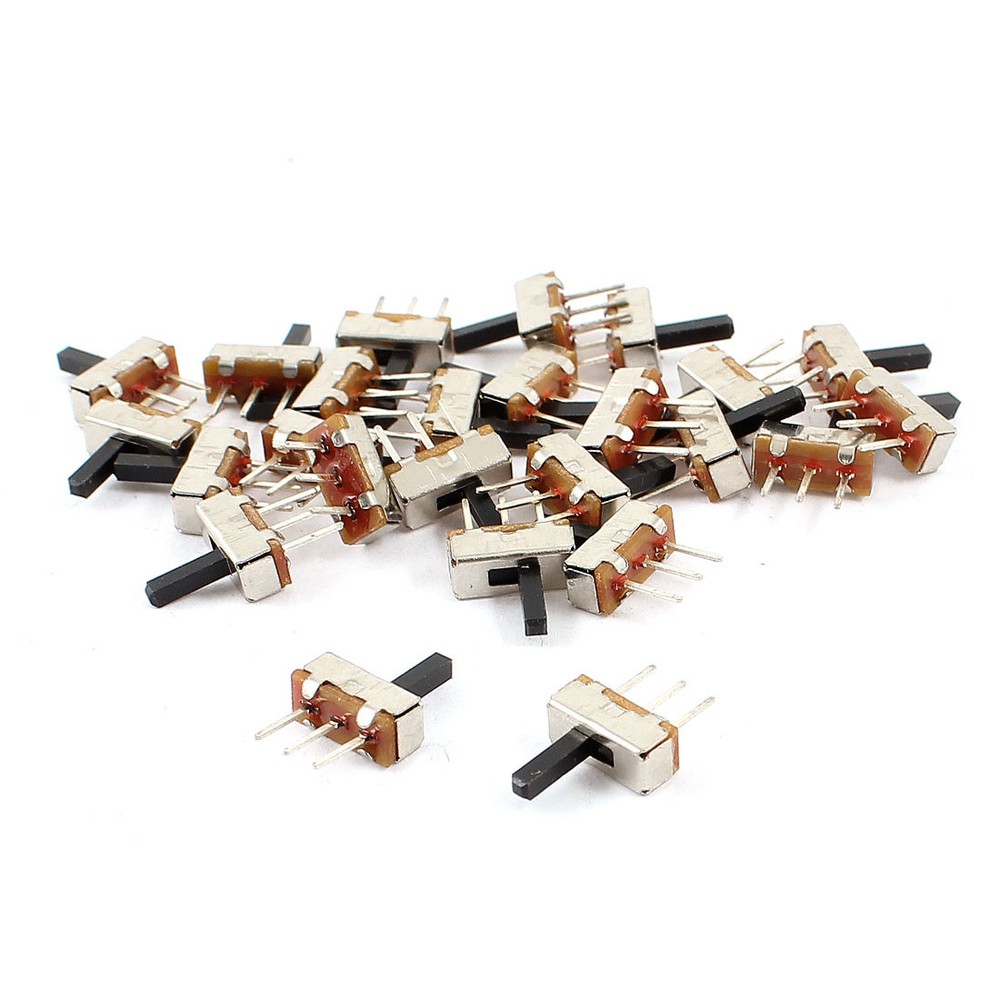 25 Pcs 3 Terminals PCB Mount 2 Position SPDT Horizontal Miniature Slide Switch