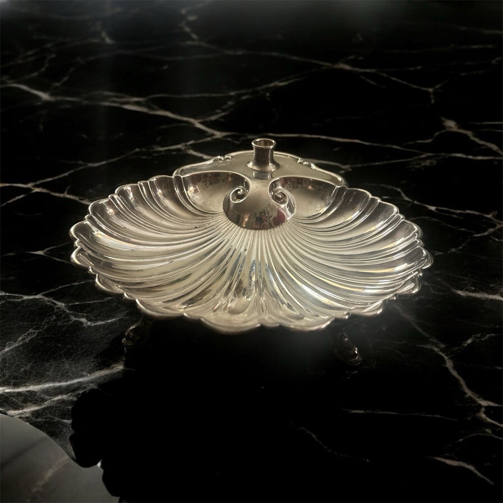 Silver Plated Clam Shell Dish With Fish Feet. Made By Crescent