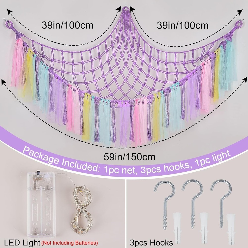 Multi-Color Toy Hammock with LED Night Light - Space-Saving Storage Solution
