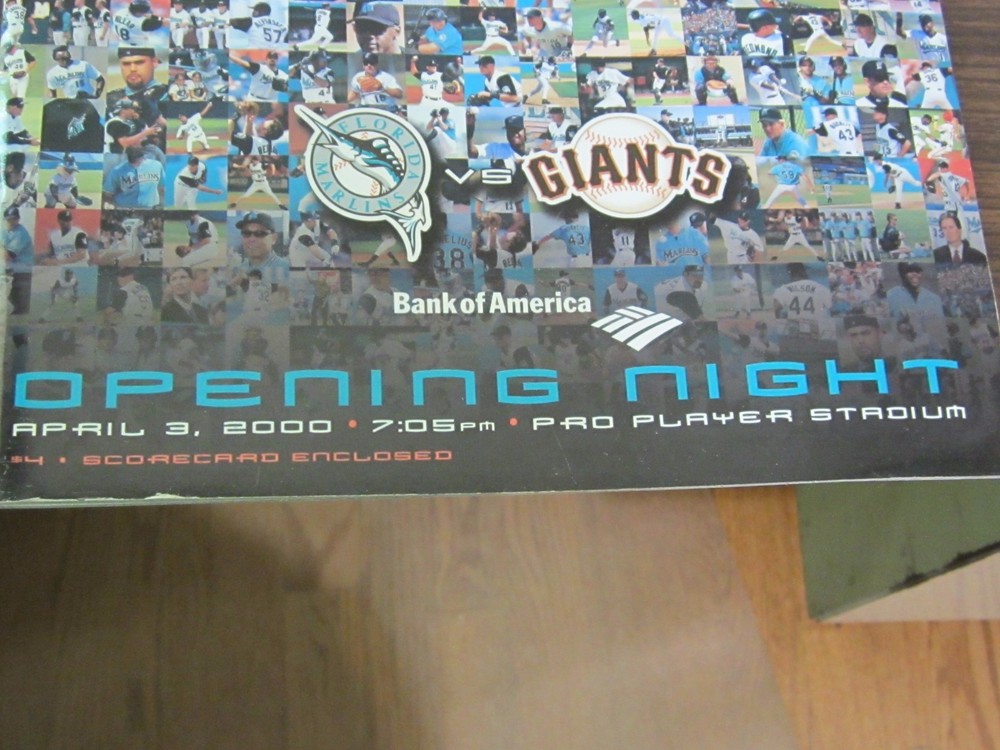 Florida Marlins vs San Francisco Giants 3/3/00 Opening Night Program