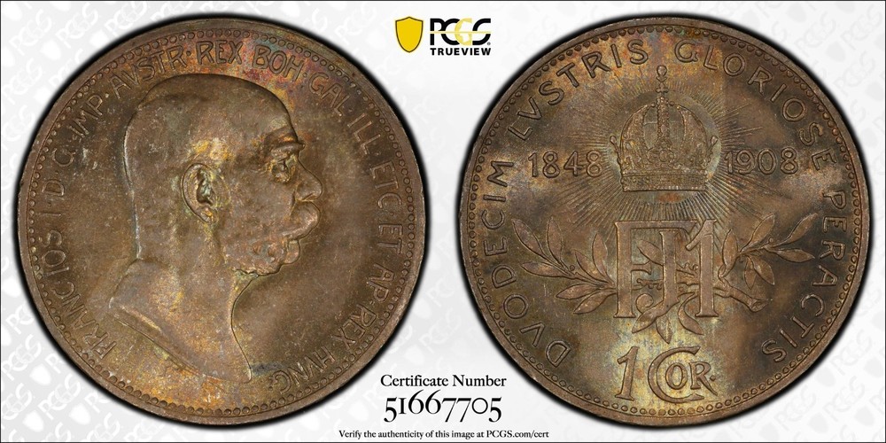 AUSTRIA 1908 Corona PCGS MS64