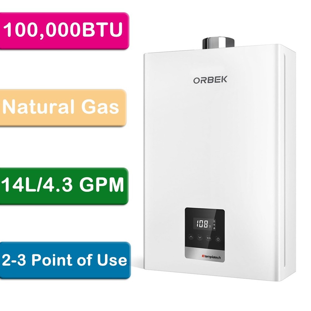 100,000 BTU Tankless Water Heater Natural Gas 4.3 GPM Instant Boiler Shower-USED