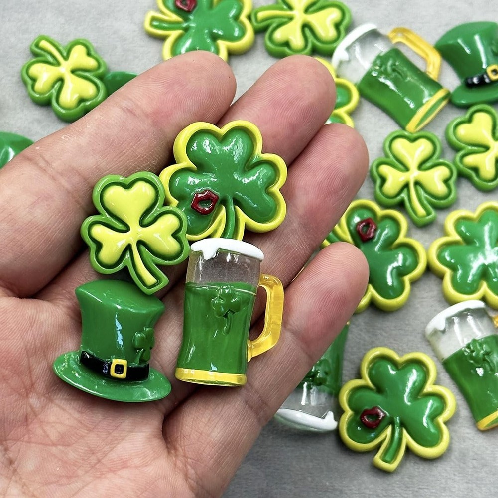 LOPURO St. Patricks Day Mini Resin Decorations, 48Pcs Tiny Medium, Green