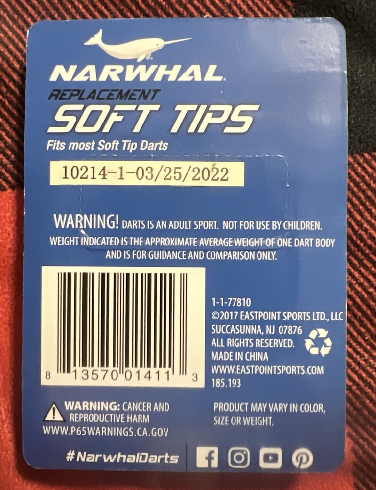 150 Count - Narwhal Soft Tips Replacement Darts (3 NEW 50 Count PACKS)