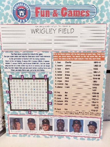 Chicago Cubs 1994 Kidding Around Activity Book