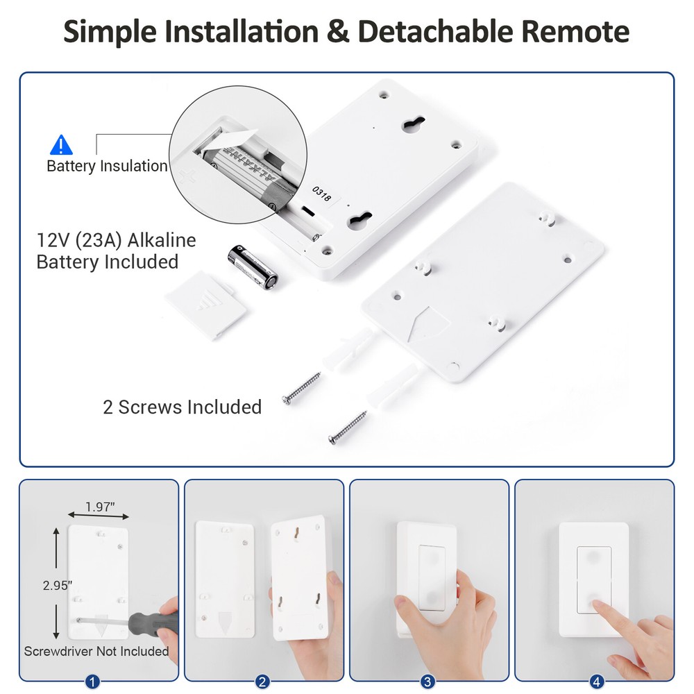 DEWENWILS Remote Control Light Socket Wall Mounted Wireless Light Switch White