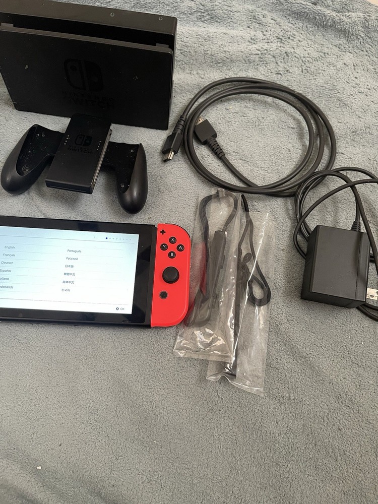 Nintendo Switch Console Neon Red & Blue Joy-Con, Dock, Power Adapter, Box