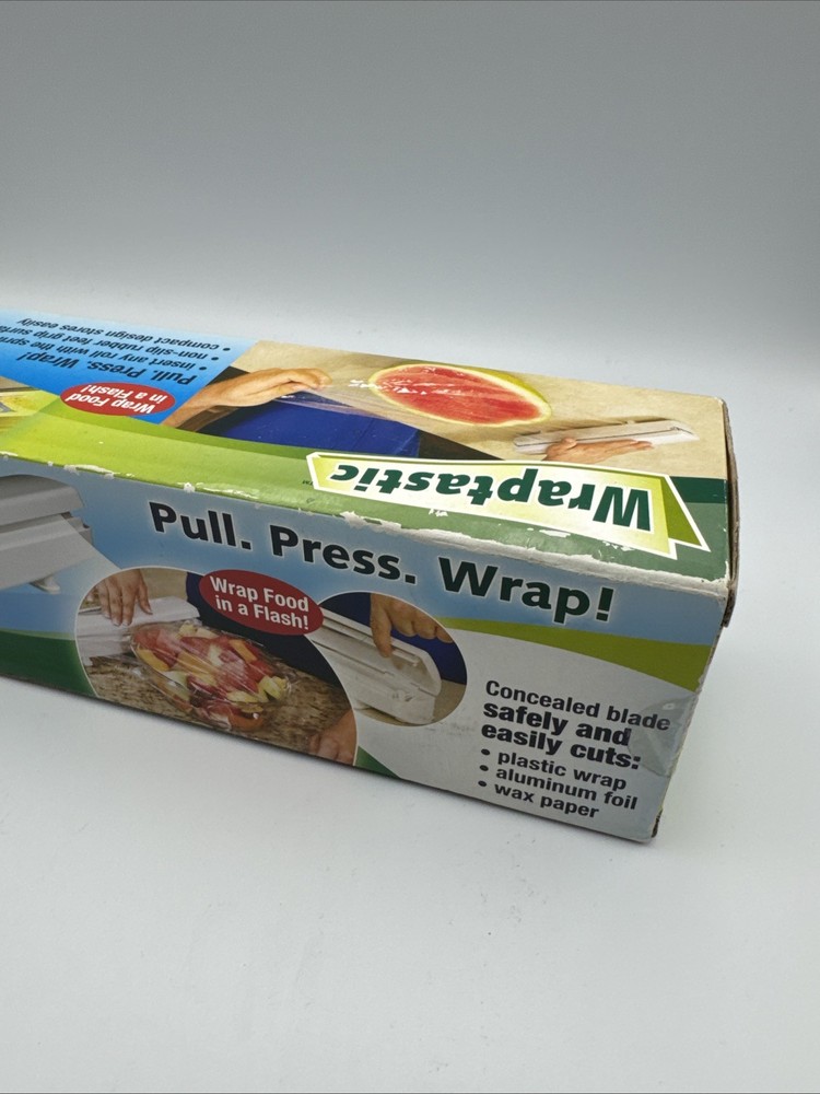 Wraptastic Dispenser Plastic Wrap - Foil - Or Waxed Paper Pull Press Wrap NIB