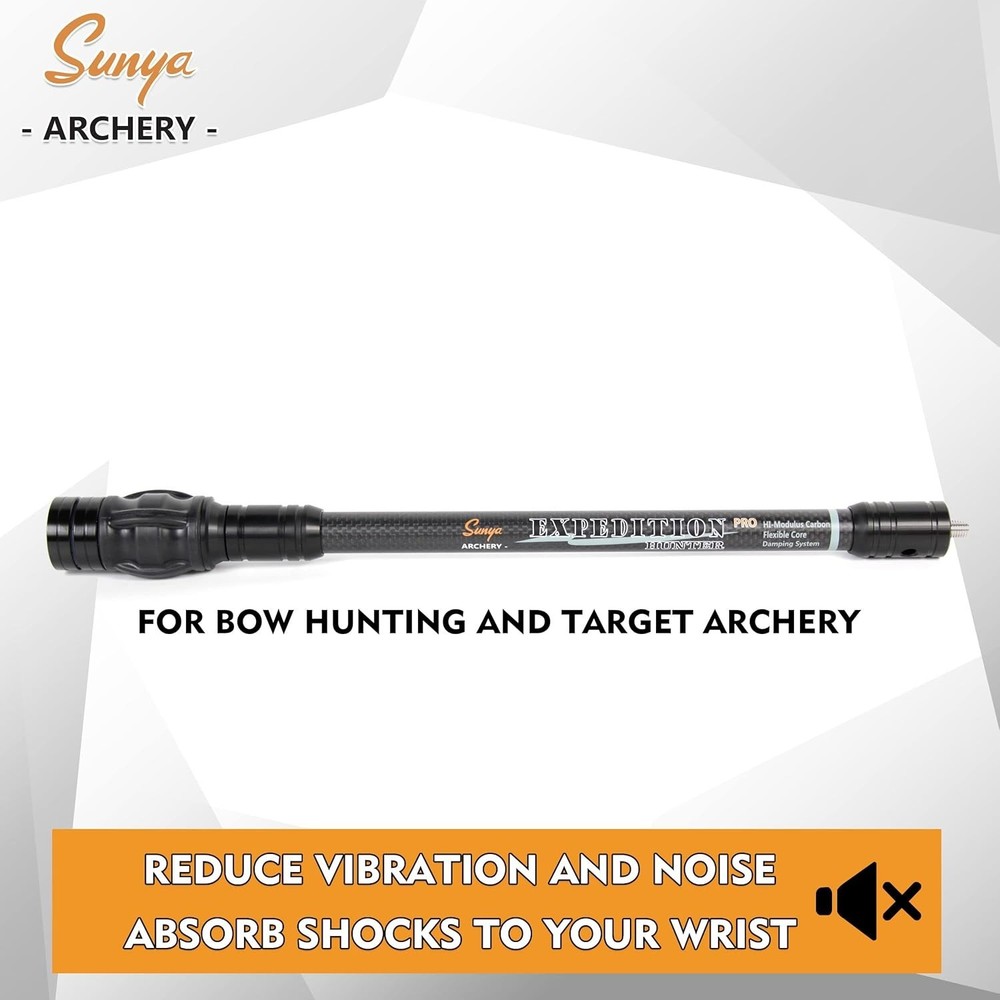 Archery Bow Stabilizer for Compound Bow, Carbon Fiber Body Flexible Core, Dam...