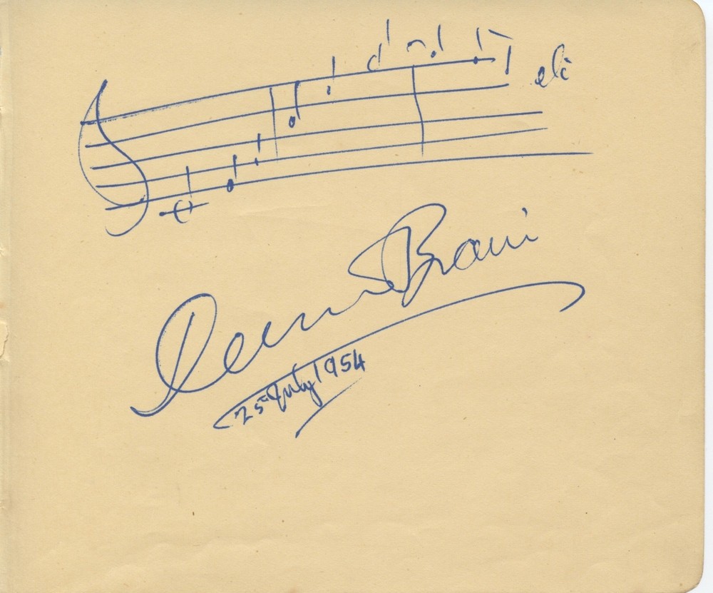 BRAIN, Dennis.: Autograph Musical Quotation Signed RARE (HORN)