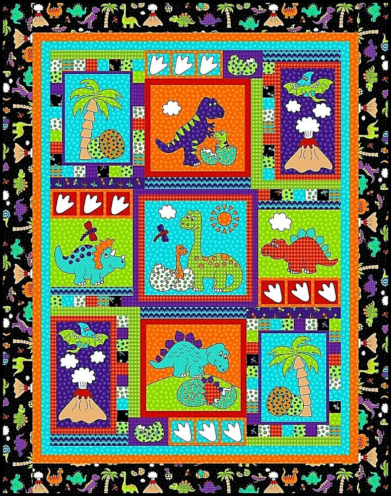 New Applique Crib Quilt Sampler Pattern  DINOLAND 66" x 84"