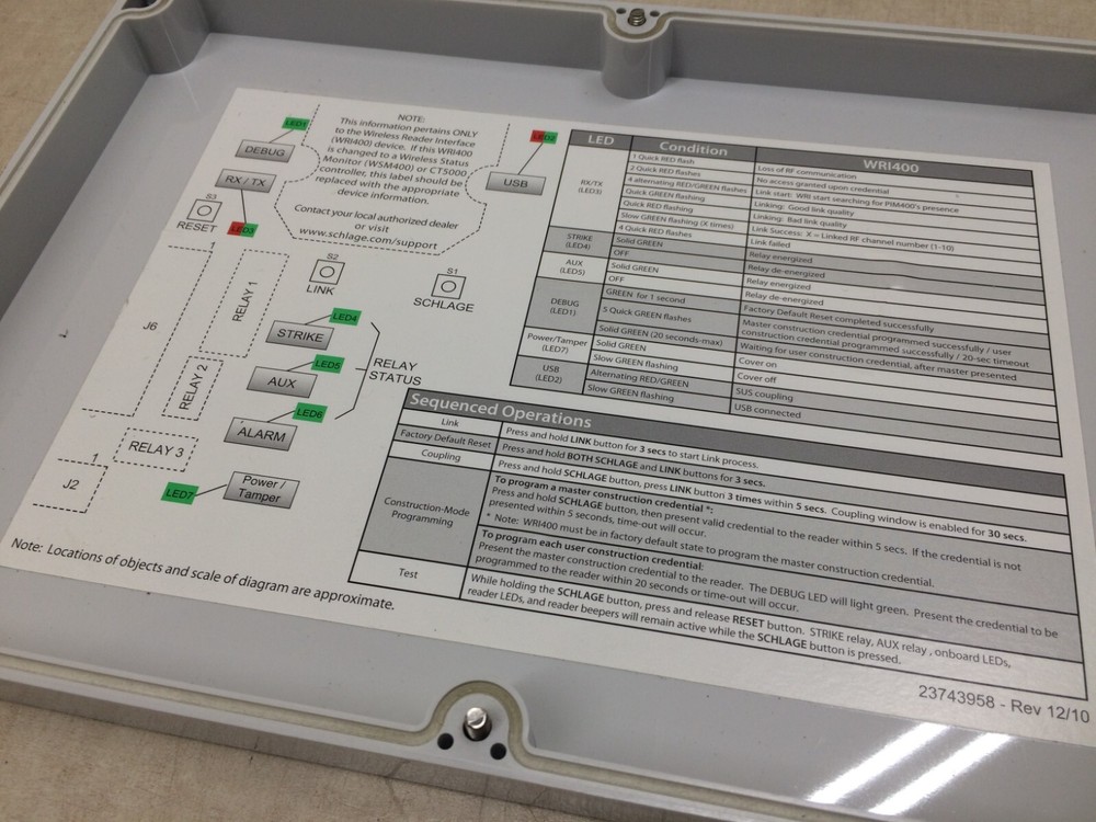 Schlaga WRI400 Wireless Reader Interface Model 23674914 Wireless Access Control