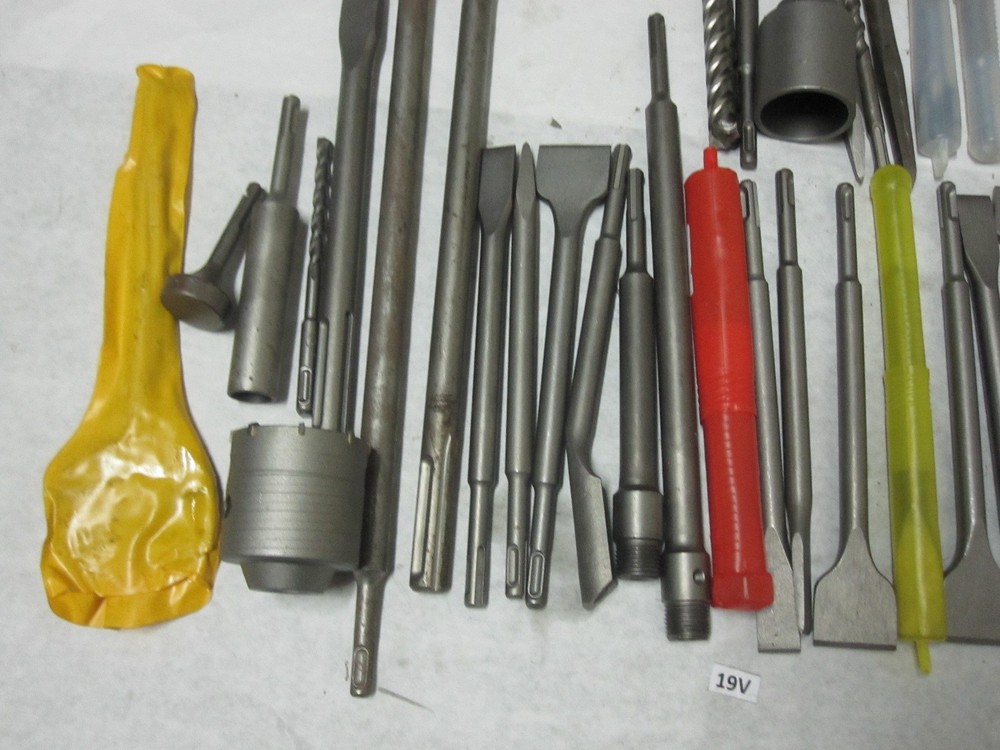 Lot of SDS Max + Other Chisel Scraper Hammer Drill bits + Other Tools