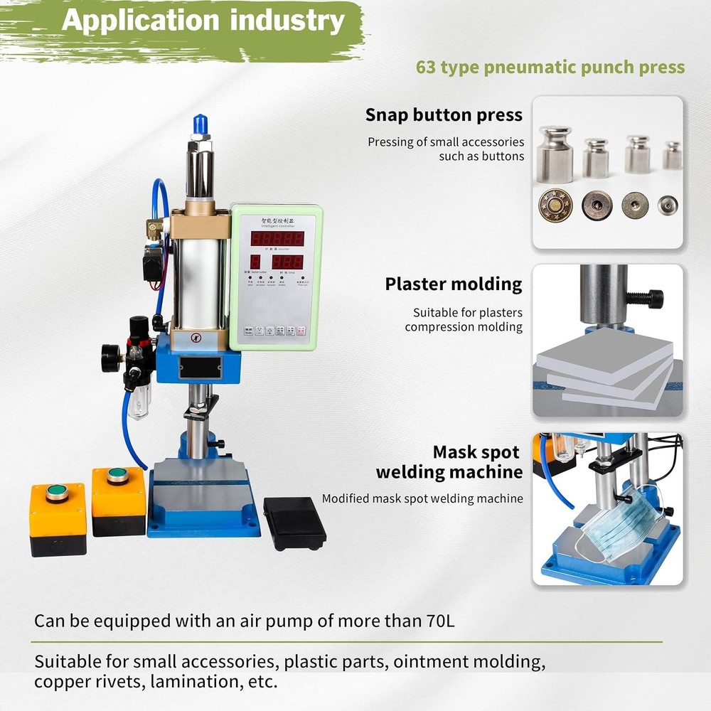 STL-63 110V Pneumatic Punch Press Machine with Controller and Double Button, ...