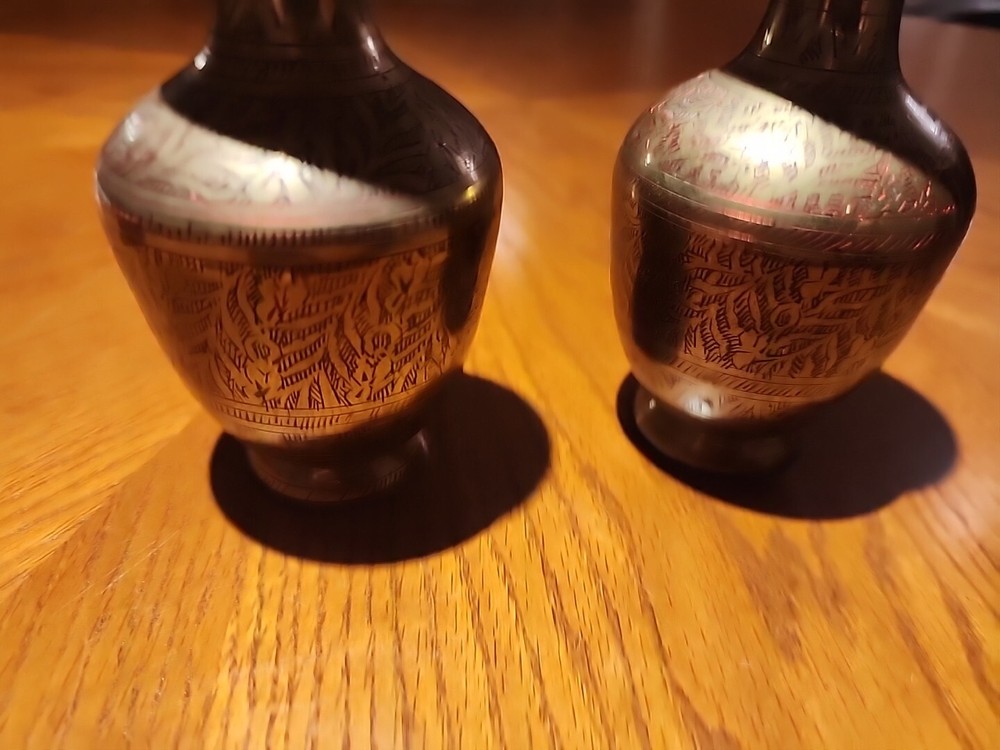 Mini Brass Vases. Each Apprix 5.75" Tall