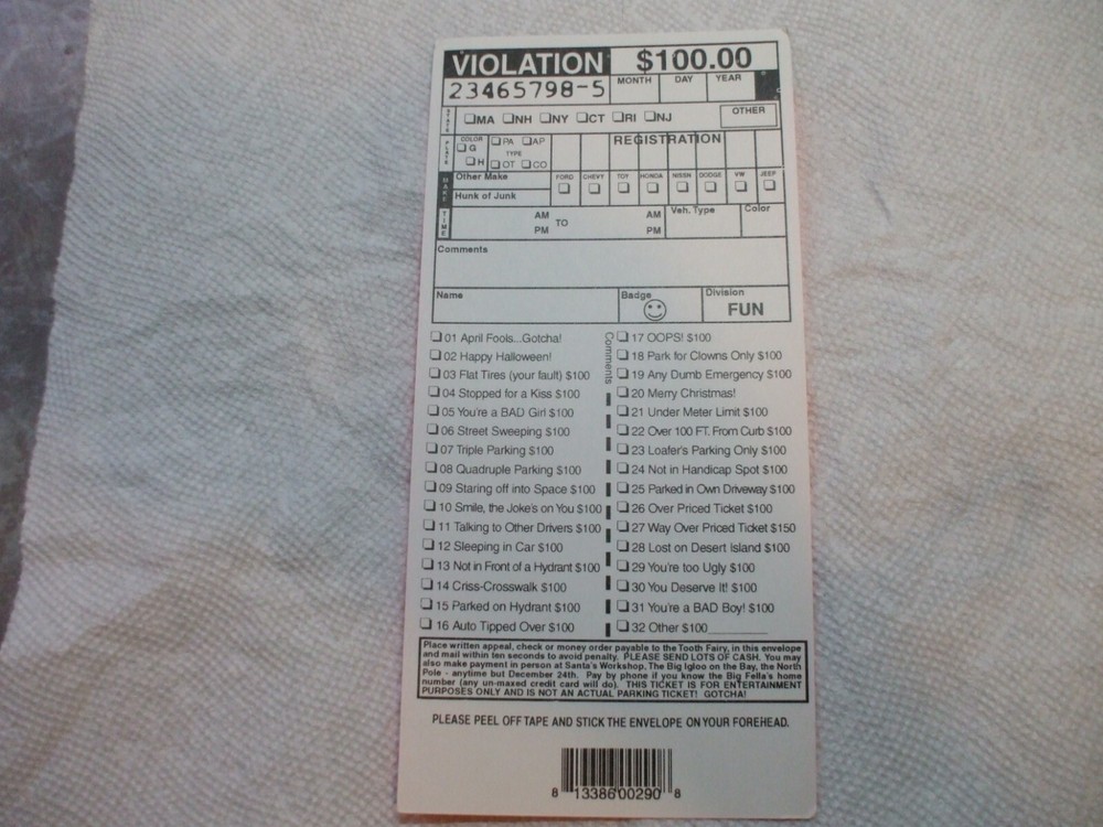 5 Fake Parking Tickets