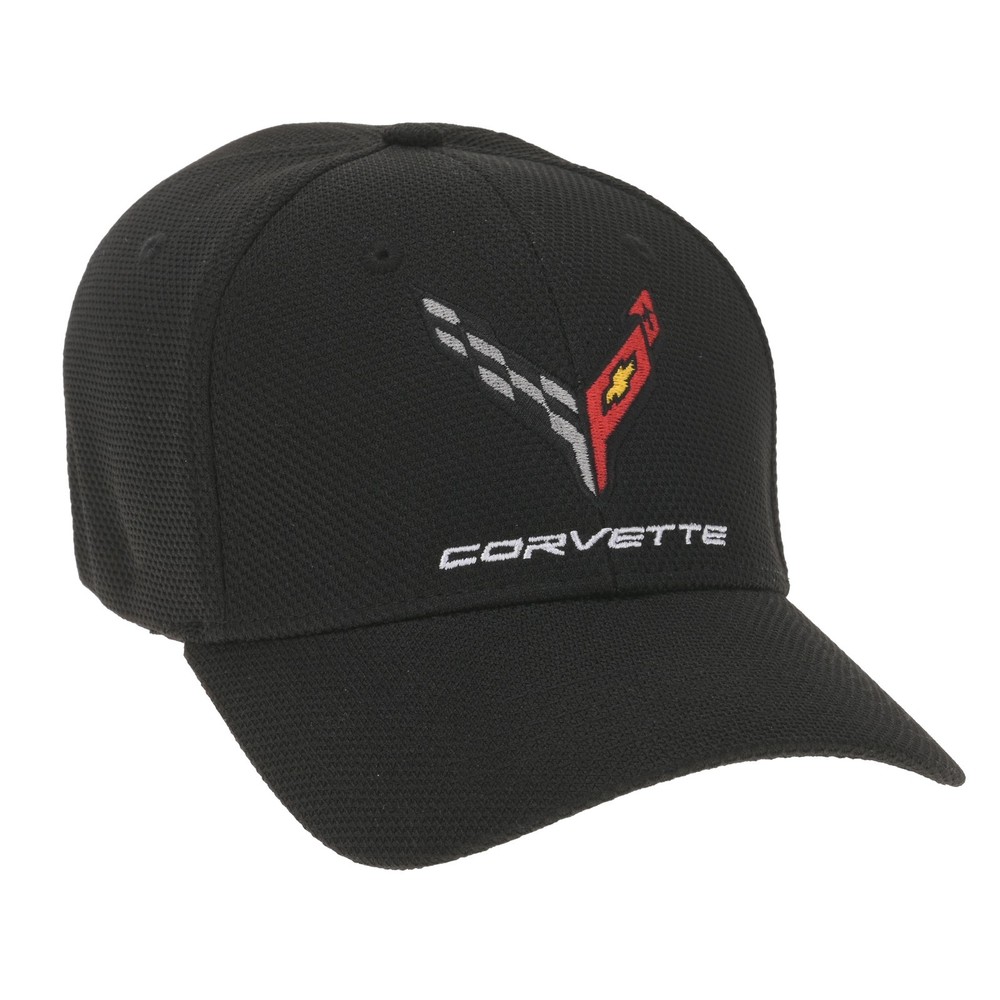 2020-2026 C8 Corvette Black Performance Mesh Stretch Fit Hat Cap