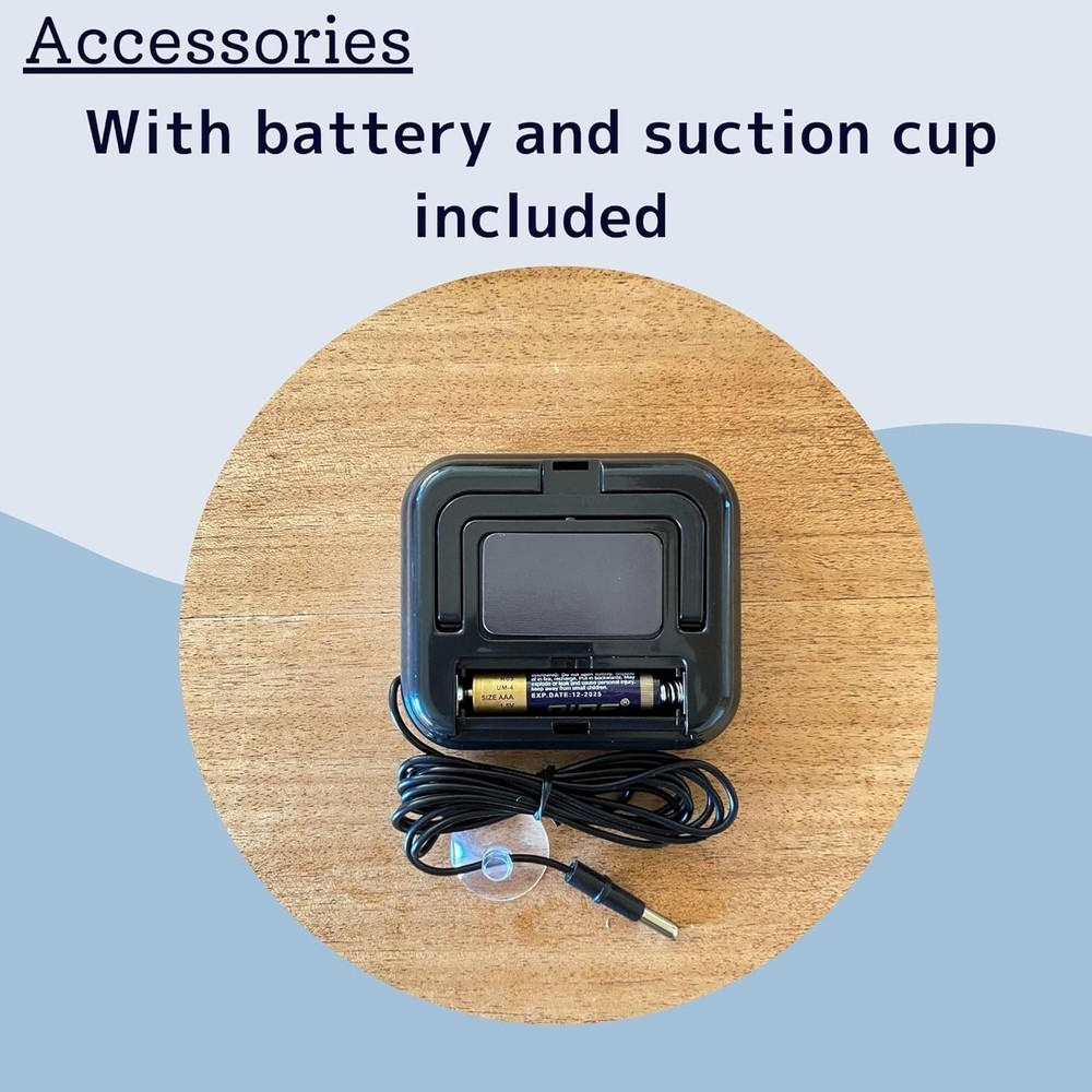 Digital Thermometer with External Sensor: Large Display & Magnetic Mount, Black