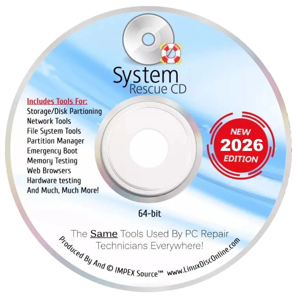 System Rescue CD PC Computer Diagnostic Maintenance Repair Data Recovery Boot CD