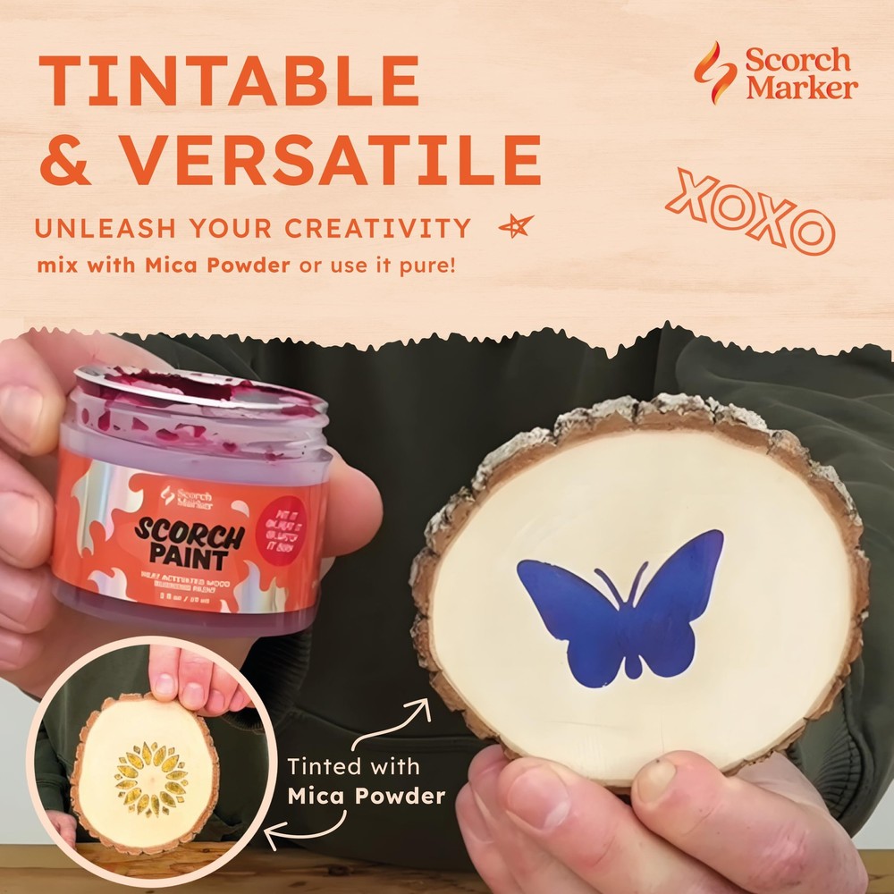SCORCH PAINT – Wood Burning Paint for Crafts, Stencils, DIY Projects & Pyrogr...