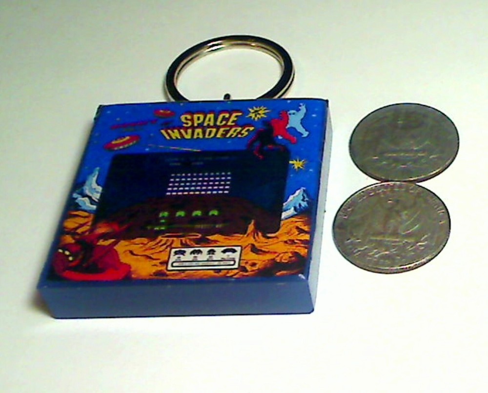 Space Invaders Arcade Coin Door accessory Keychain