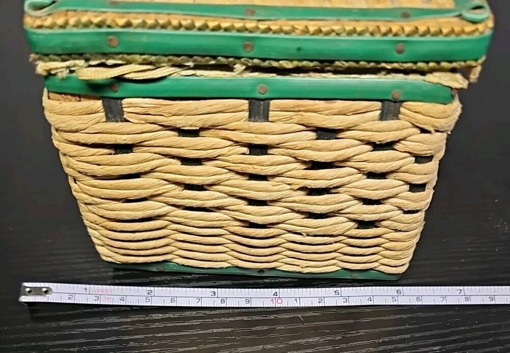 Vintage 60s Sewing Box Floral Needlepoint Wicker