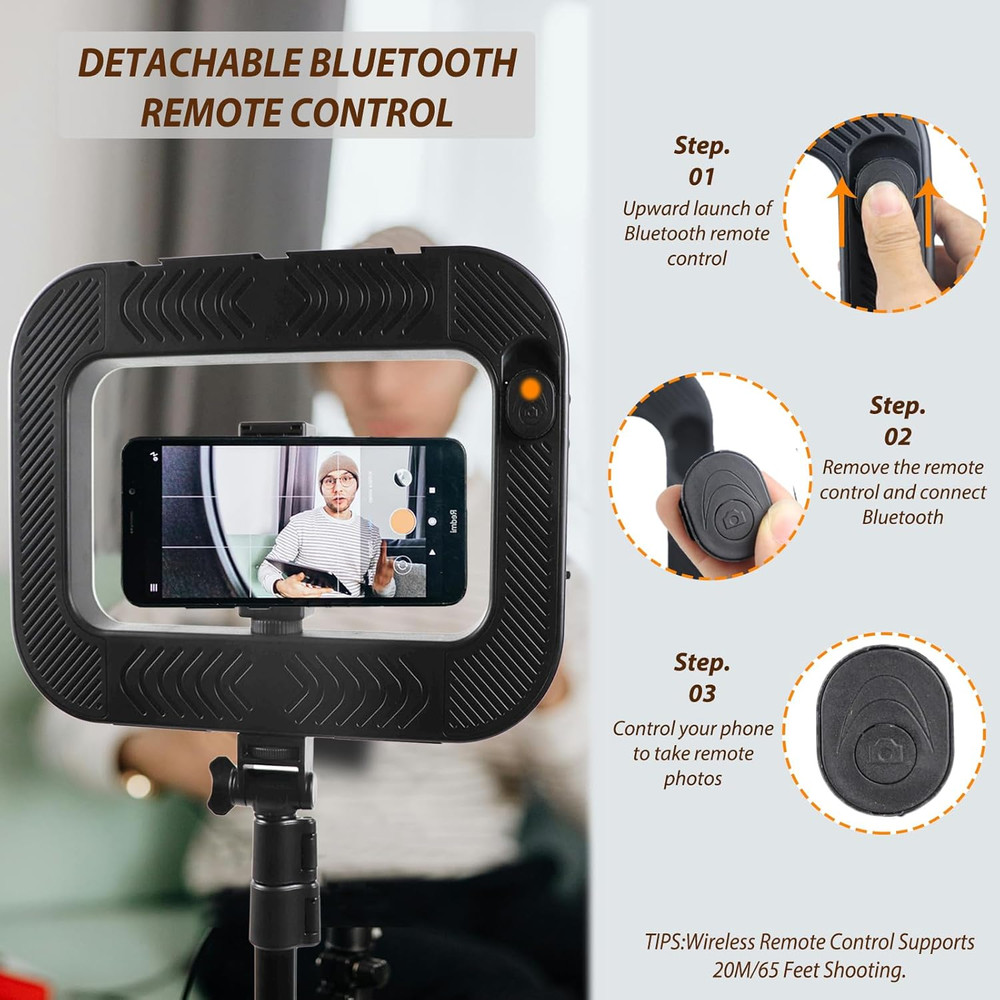 Smartphone Video Rig with Light, Handheld Ring Selfie Light Kit, LED Mobile Vide