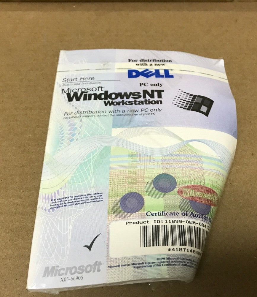 Windows NT Server 4.0 Workstation CD + 3.5" Floppy Disks w/KEY,  SEALED