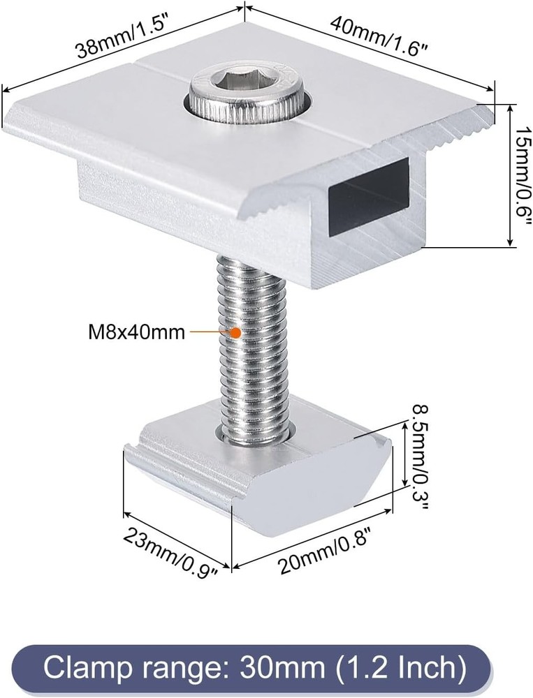 MECCANIXITY Solar Panel Middle Clamps 30mm Aluminium Mount