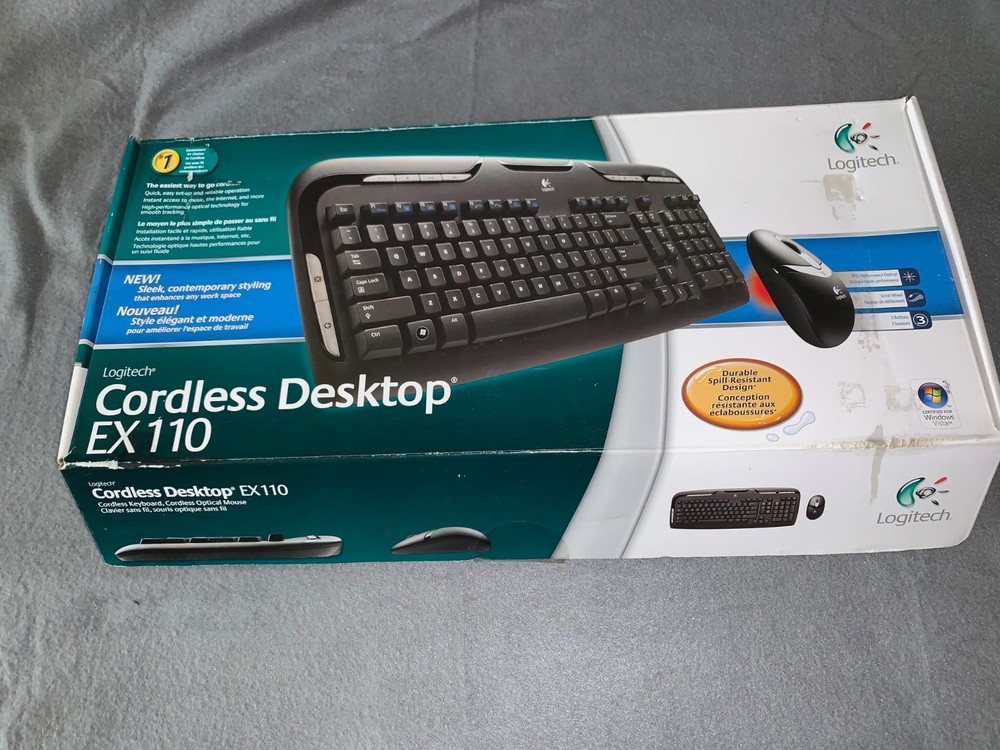 Logitech EX 110 Black Cordless Cordless Desktop Keyboard & Mouse Kit