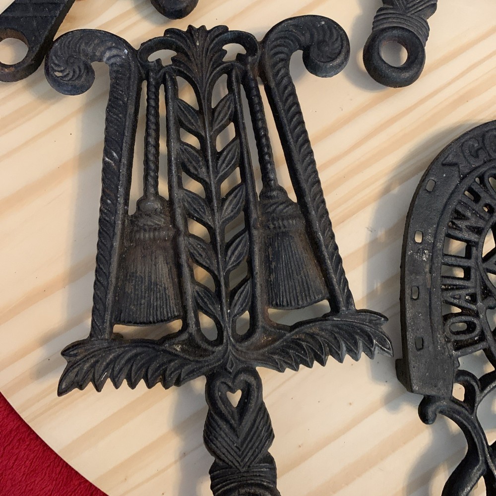 5 Antique Cast Iron Trivets