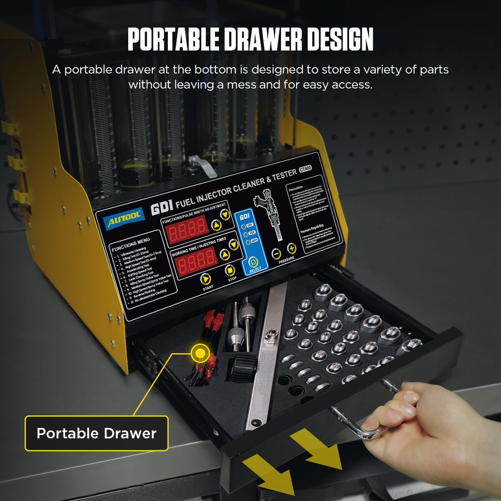 AUTOOL Ultrasonic Fuel Injector Cleaner Tester Machine Touch Screen Heating