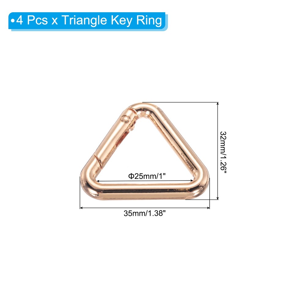 4Pcs 1" Triangle Jump Ring Buckle Spring Snap Clip Trigger Keychain Gold