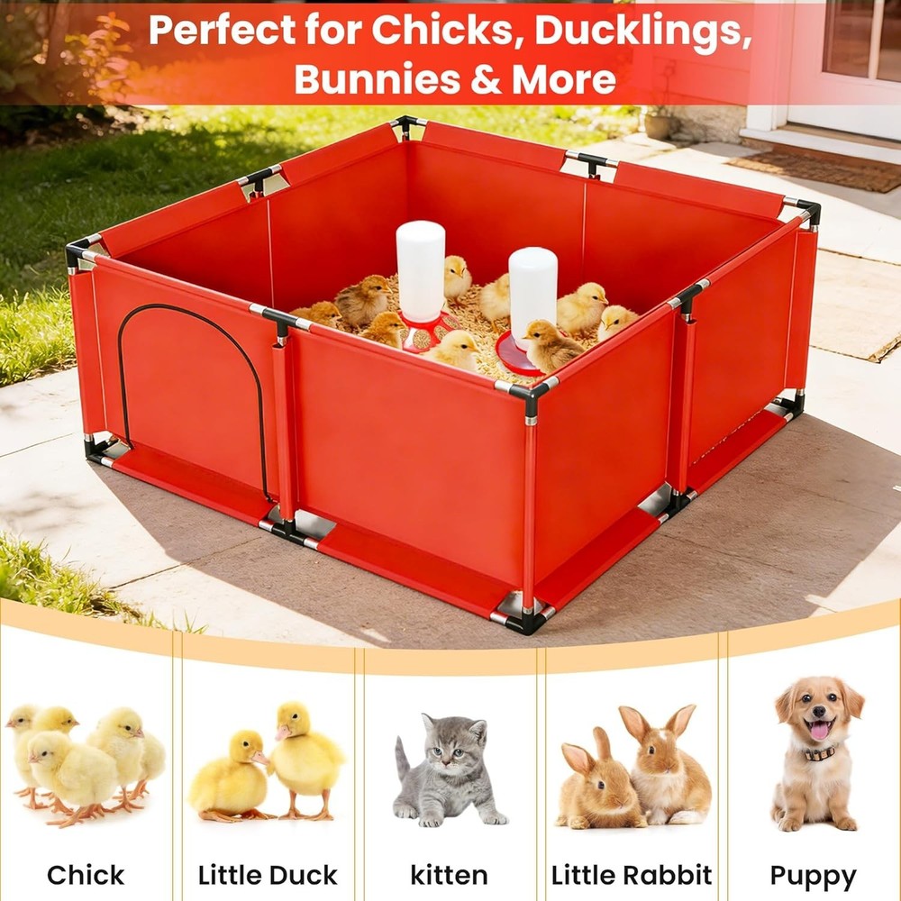 All-In-One Chicken Brooder Box for Chicks, Starter Kit with Timer Heat Lamp, Saw