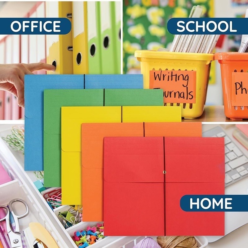Assorted File Wallets 10 Pack W/ Elastic Closure & Protective Flap Storage New