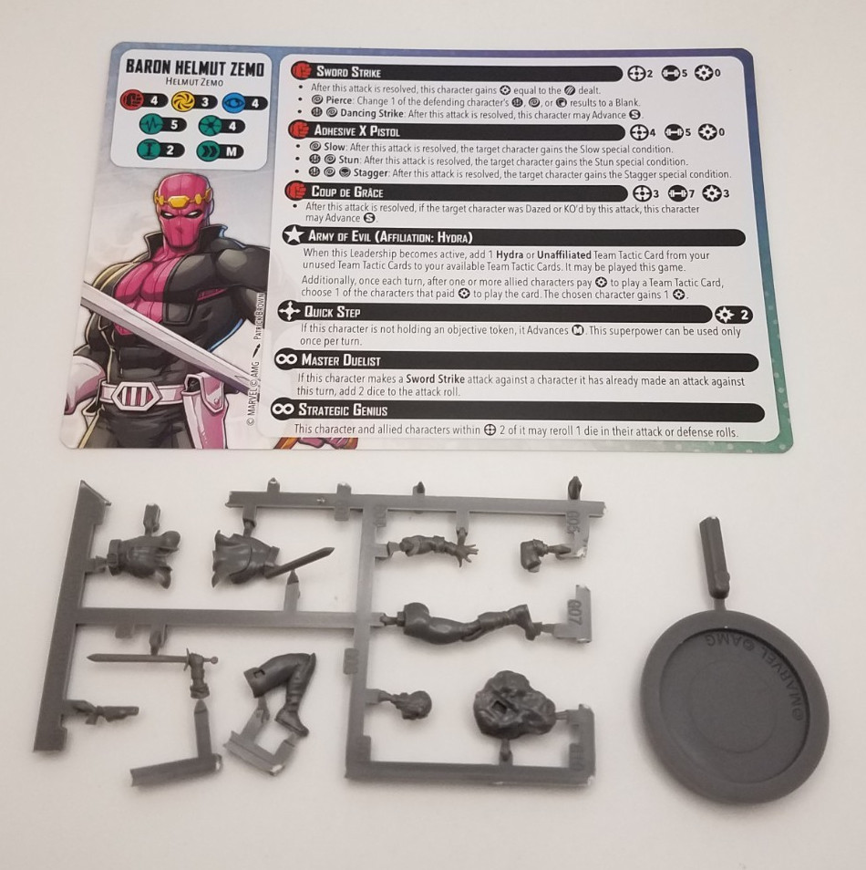 Marvel Crisis Protocol Earths Mightiest Core Set - Baron Zemo & Rules Card