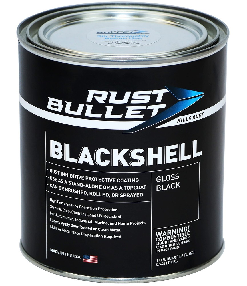 RUST BULLET BlackShell - Gloss Black - 1 Quart - Corrosion Preventive Coating,