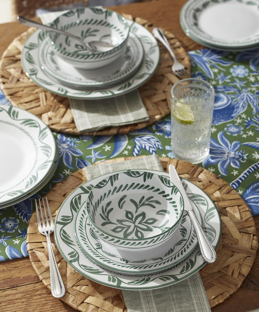 Dinnerware Set, Solear Green 12-Piece Set, Service for 4, Stoneware Material, Di