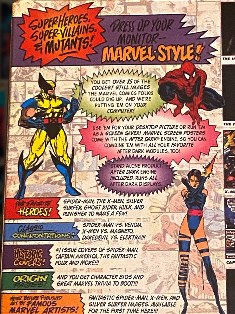 MARVEL DESKTOP ART and STILL IMAGE SCREEN SAVER Macintosh Software