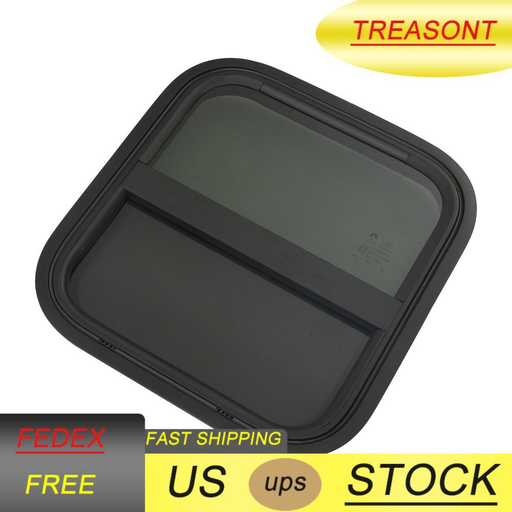 Black RV Trailer Windows Vertical Sliding Windows Direct Replacement & Trim Ring