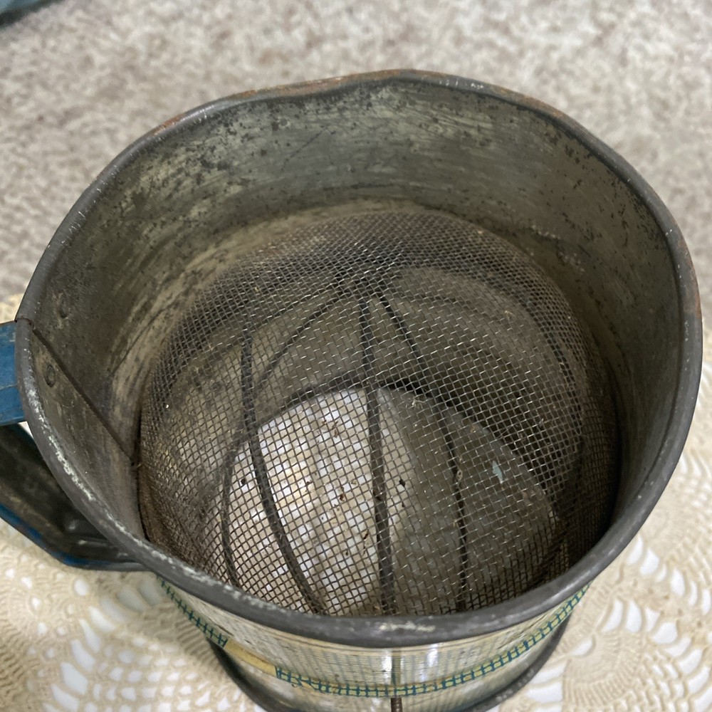 Vintage Bluish Flour Sifter Kitchen Granny Core
