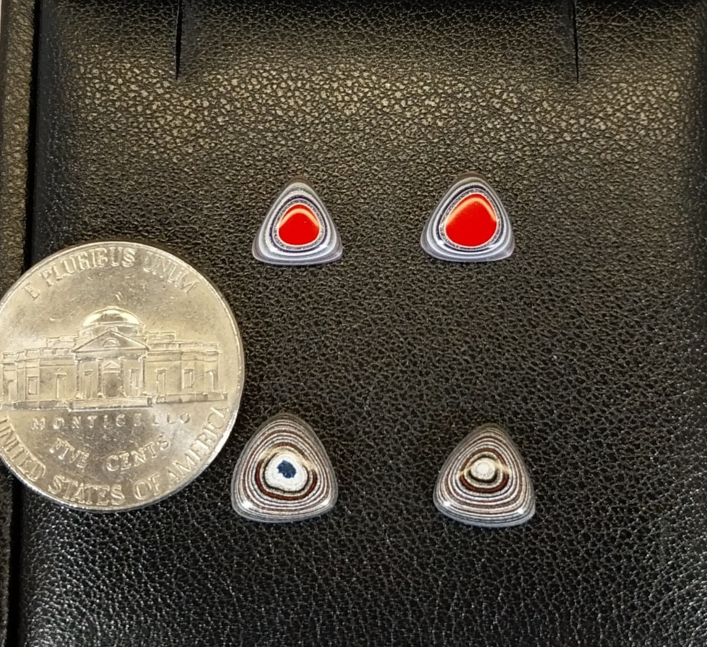 Fordite Cabochons, VERY TINY triangles, Happy Agate Studio, EB107