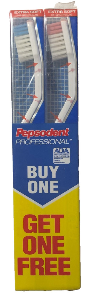 LOT 2* Pepsodent Professional Toothbrushes Extra Soft SEALED