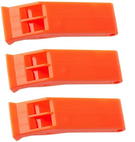 (3) Plastic Floating Whistle Orange Boat Emergency Survival Clip-on