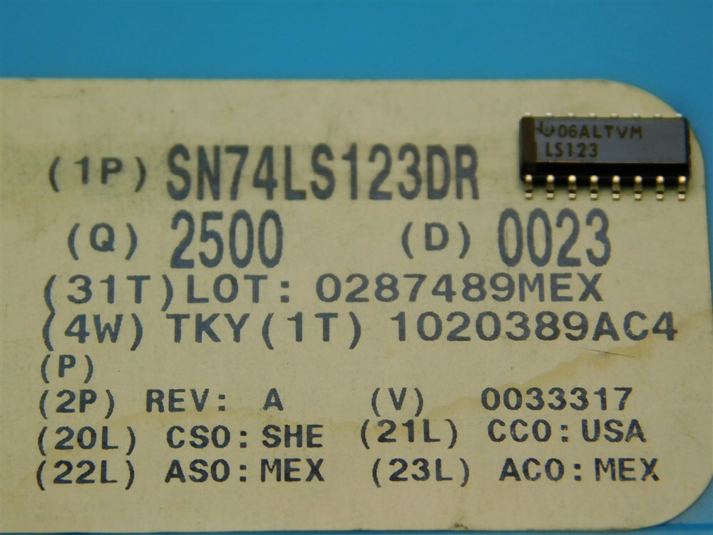 20 TI SN74LS123DR Retriggerable Monostable Multivibrators IC's 16-SOIC