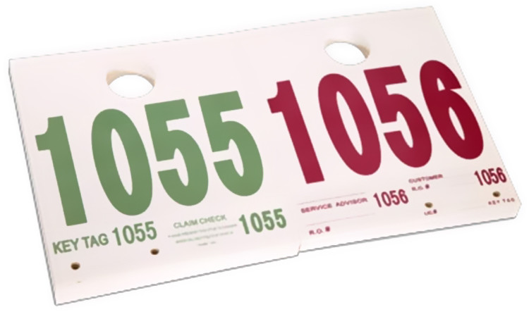 AUTO SERVICE NUMBERED HANG TAGS FOR AUTO SERVICE VEHICLE IDENTIFICATION