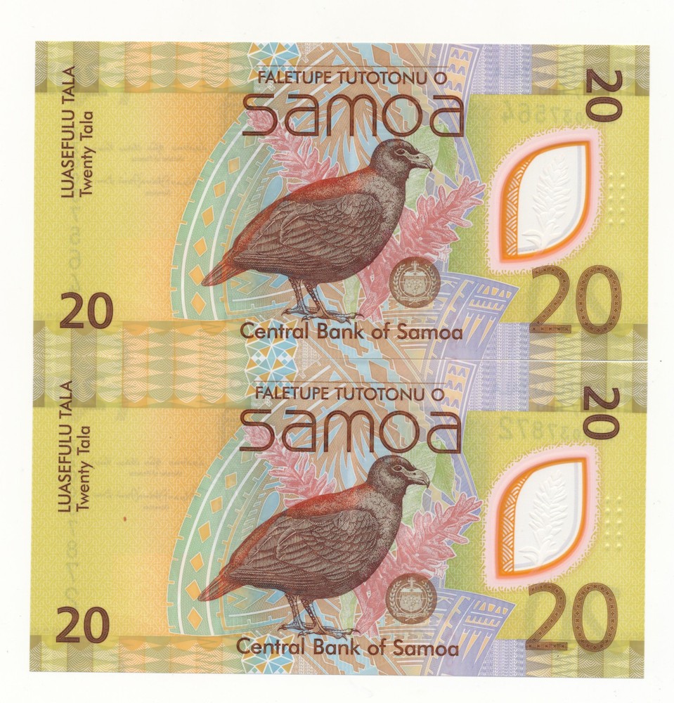 Samoa 20 Tala 2024 Replacement ZZ x2 Notes Unc P.49 / 49r